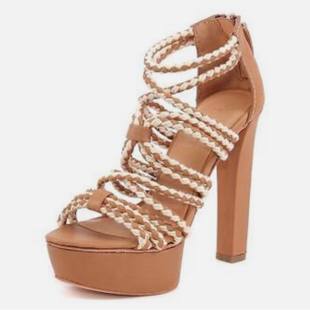 L.A.M.B. “Morisa” Tan leather platform heels, size 8 - Picture 3 of 6